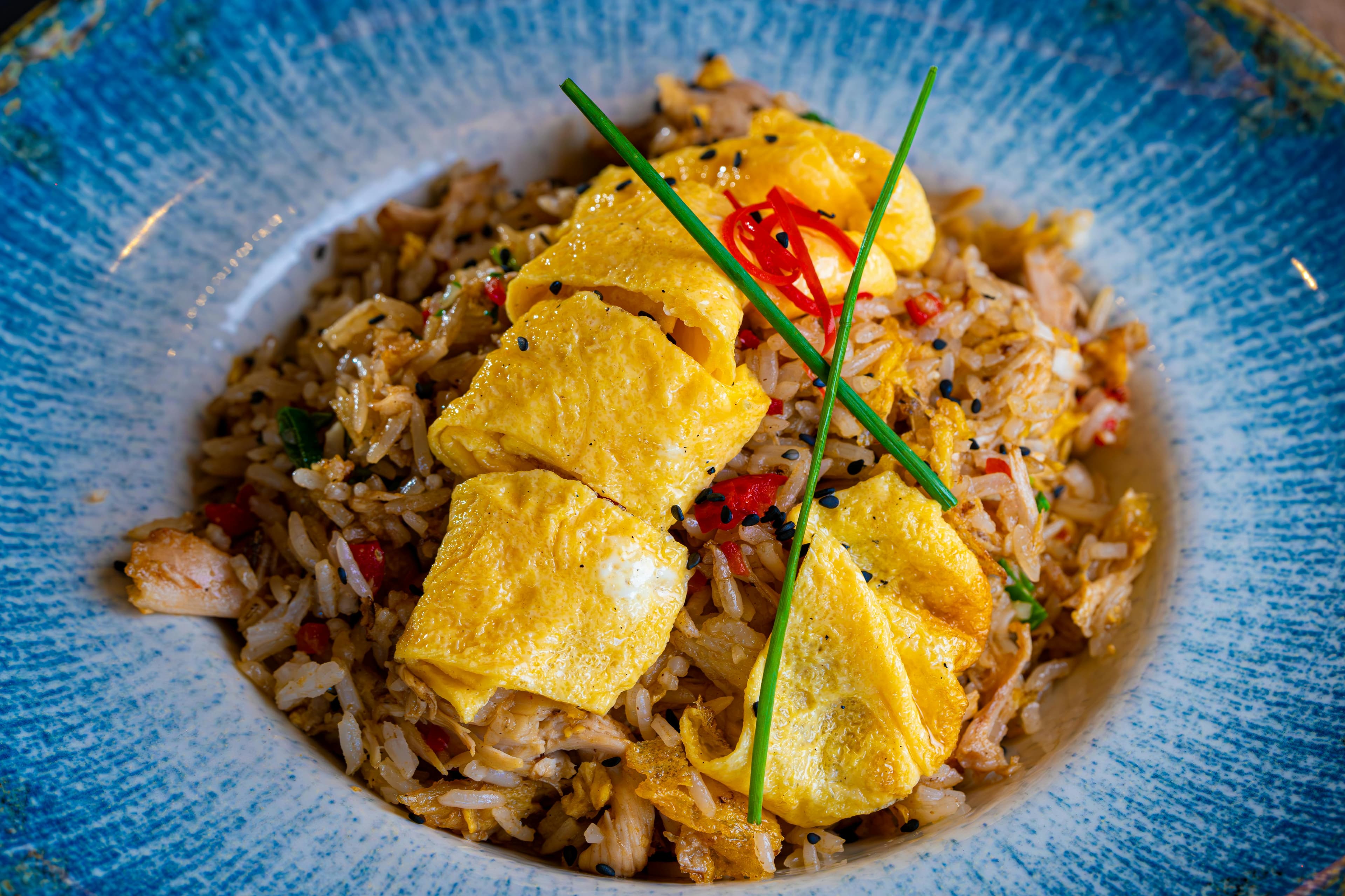 Chili Garlic Sesame Egg Fried Rice