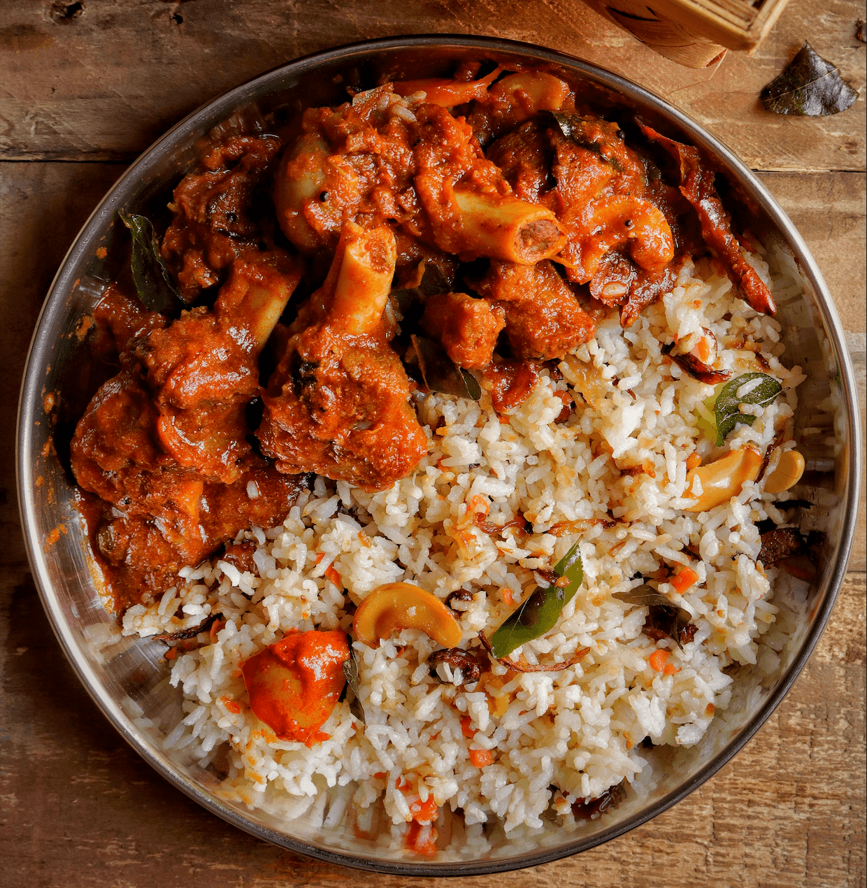 Mutton curry with Tadka Rice